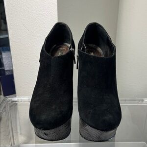 Wild Pair Black Suede Platform Ankle Booties